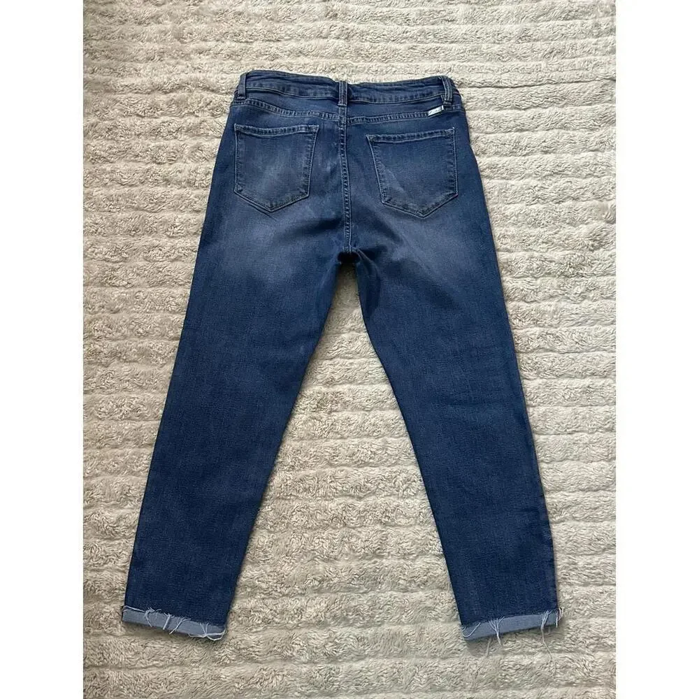 KanCan medium wash high-rise button fly cropped jeans Size 31